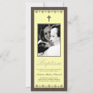 Darling Victorian 4x9.25" Lemon Baptism Invitation