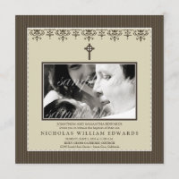 Darling Victorian Sepia Baptism Invitation