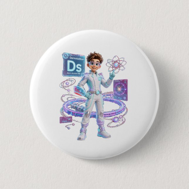 # Darmstadtium (Ds) – Atomic Number 110 | ATOMIVRA 2 Inch Round Button (Front)