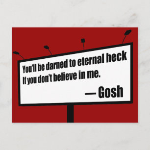 Darned to Eternal Heck funny postcard
