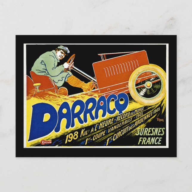 Darraco Vintage Race Car - Suresnes France Postcard (Front)