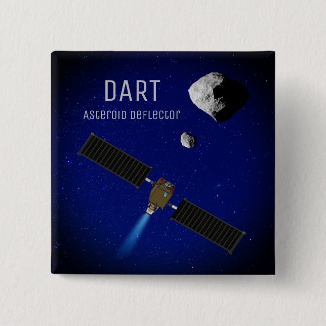 DART Asteroid Deflecting Spacecraft 2 Inch Square Button (Front)