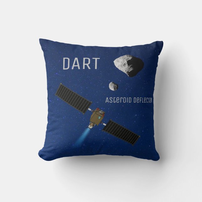 DART Asteroid Deflecting Spacecraft Throw Pillow (Front)
