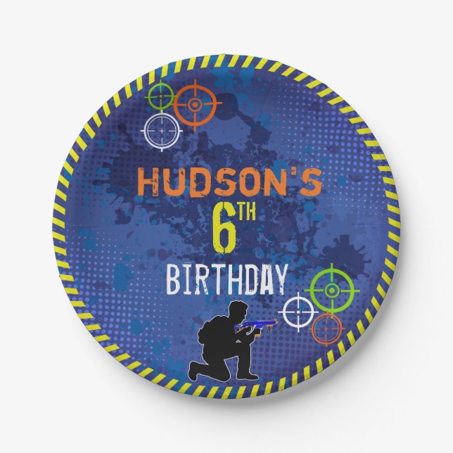 Dart Birthday Party Blaster Wars Food Paper Plate (Front)