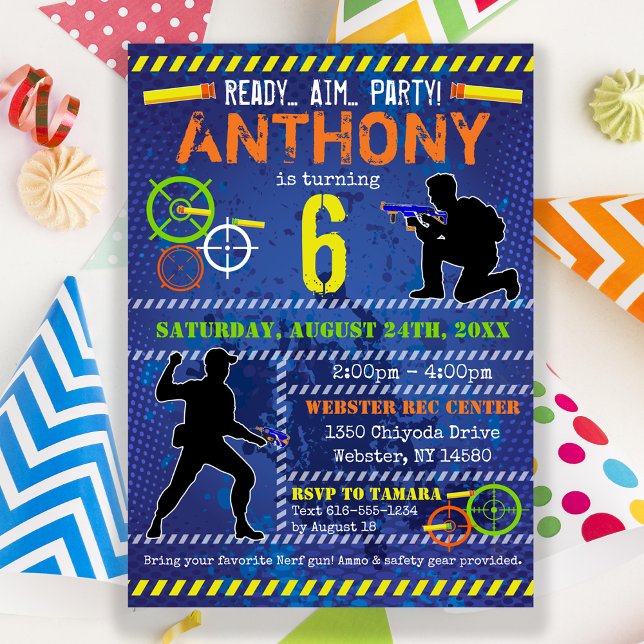 Dart Blaster Boys Fête Anniversaire Invitation (Créateur téléchargé)