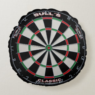 Dart Board Black White Round Pillow