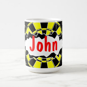 Dart board coffee mug with personalized name