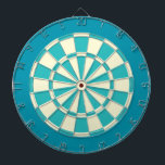 Dart Board: Cream, Turquoise, And Teal Dartboard<br><div class="desc">Cream,  Turquoise,  And Teal Coloured Dart Board Game Including 6 Brass Darts</div>