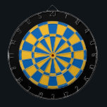 Dart Board: Gold, Blue, And Black Dartboard<br><div class="desc">Gold,  Blue,  And Black Coloured Dart Board Game Including 6 Brass Darts</div>