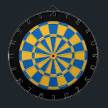 Dart Board: Gold, Blue, And Black Dartboard<br><div class="desc">Gold, Blue, And Black Coloured Dart Board Game Including 6 Brass Darts</div>