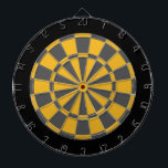 Dart Board: Gold, Charcoal Grey, And Black Dartboard<br><div class="desc">Gold,  Charcoal Grey,  And Black Coloured Dart Board Game Including 6 Brass Darts</div>