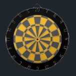 Dart Board: Gold, Charcoal Grey, And Black Dartboard<br><div class="desc">Gold,  Charcoal Grey,  And Black Coloured Dart Board Game Including 6 Brass Darts</div>