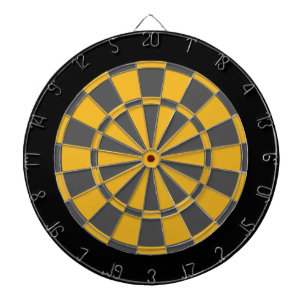 Dart Board: Gold, Charcoal Grey, And Black Dartboard