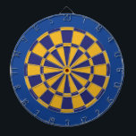 Dart Board: Gold, Navy, And Blue Dartboard<br><div class="desc">Gold,  Navy,  And Blue Coloured Dart Board Game Including 6 Brass Darts</div>