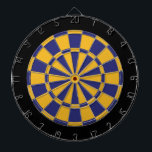 Dart Board: Gold, Navy Blue, And Black Dartboard<br><div class="desc">Gold,  Navy Blue,  And Black Coloured Dart Board Game Including 6 Brass Darts</div>