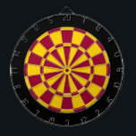 Dart Board: Golden Yellow, Maroon, And Black Dartboard<br><div class="desc">Golden Yellow,  Maroon,  And Black Coloured Dart Board Game Including 6 Brass Darts</div>