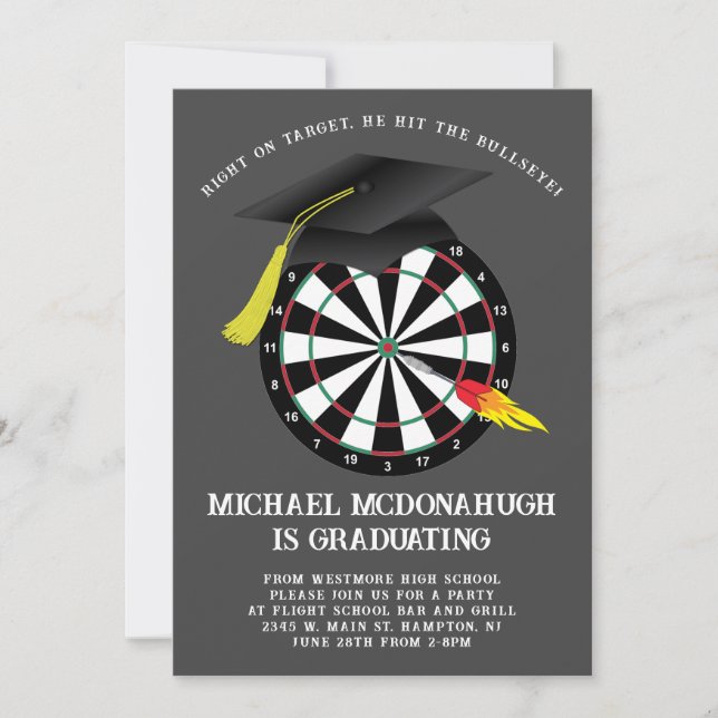 Dart Board Graduation Party Invitation (Front)