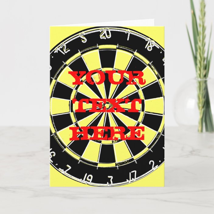 Dart board greeting card with custom text Zazzle.ca