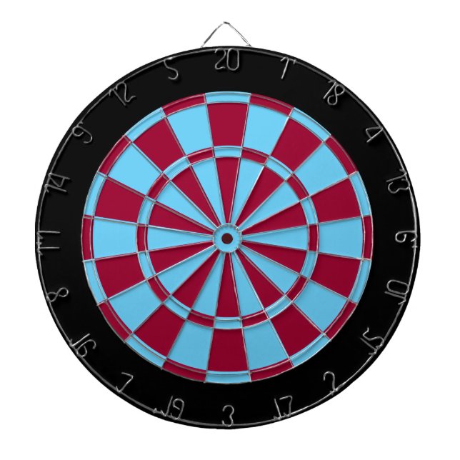 Dart Board: Light Blue, Maroon, And Black Dartboard (Front)