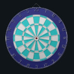 Dart Board: Light Silver, Turquoise, And Navy Dartboard<br><div class="desc">Light Silver,  Turquoise,  And Navy Coloured Dart Board Game Including 6 Brass Darts</div>