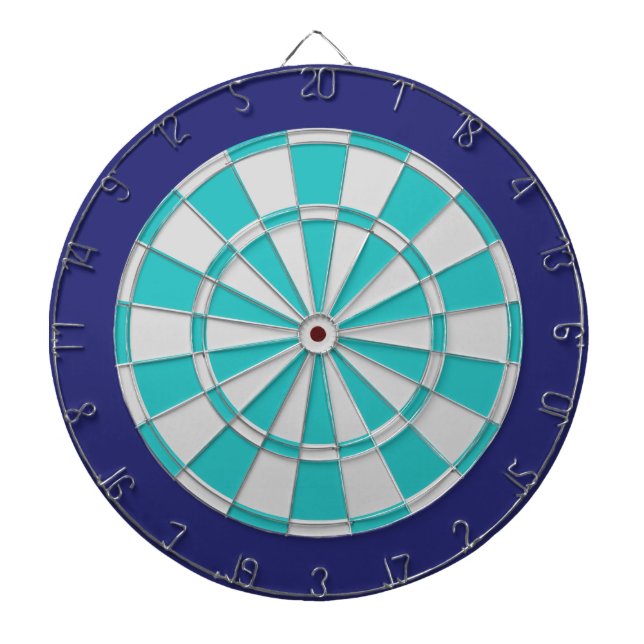 Dart Board: Light Silver, Turquoise, And Navy Dartboard (Front)