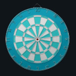 Dart Board: Light Silver, Turquoise, And Teal Dartboard<br><div class="desc">Light Silver, Turquoise, And Teal Coloured Dart Board Game Including 6 Brass Darts</div>