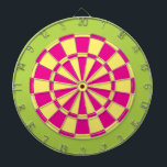 Dart Board: Light Yellow, Pink, And Lime Green Dartboard<br><div class="desc">Light Yellow,  Pink,  And Lime Green Coloured Dart Board Game Including 6 Brass Darts</div>