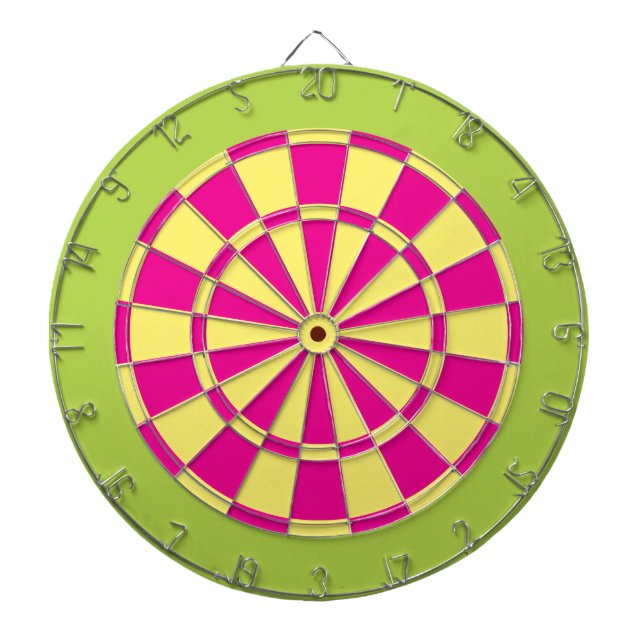 Dart Board: Light Yellow, Pink, And Lime Green Dartboard (Front)