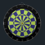 Dart Board: Lime Green, Navy Blue, And Black Dartboard<br><div class="desc">Lime Green,  Navy Blue,  And Black Coloured Dart Board Game Including 6 Brass Darts</div>