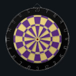 Dart Board: Old Gold, Purple, And Black Dartboard<br><div class="desc">Old Gold, Purple, And Black Coloured Dart Board Game Including 6 Brass Darts</div>