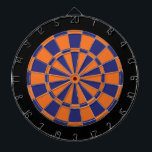 Dart Board: Orange, Navy, And Black Dartboard<br><div class="desc">Orange,  Navy,  And Black Coloured Dart Board Game Including 6 Brass Darts</div>
