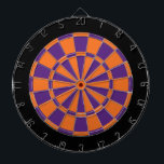 Dart Board: Orange, Purple, And Black Dartboard<br><div class="desc">Orange,  Purple,  And Black Coloured Dart Board Game Including 6 Brass Darts</div>
