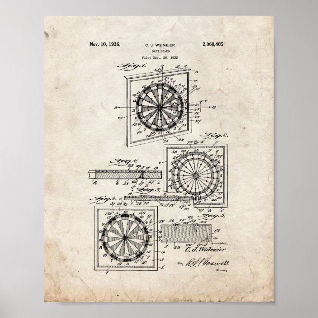 Dart Board Patent - Old Look Poster (Front)