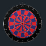 Dart Board: Red, Navy, And Black Dartboard<br><div class="desc">Red,  Navy,  And Black Coloured Dart Board Game Including 6 Brass Darts</div>