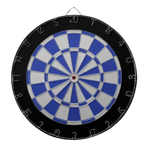 Dart Board: Silver Grey, Blue, And Black Dartboard