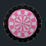 Dart Board: Silver Grey, Pink, And Black Dartboard<br><div class="desc">Silver Grey,  Pink,  And Black Coloured Dart Board Game Including 6 Brass Darts</div>