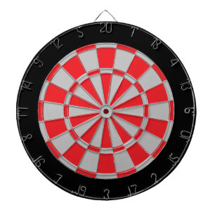 Dart Board: Silver Grey, Red, And Black Dartboard
