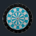 Dart Board: Silver Grey, Teal, And Black Dartboard<br><div class="desc">Silver Grey, Teal, And Black Coloured Dart Board Game Including 6 Brass Darts</div>