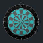 Dart Board: Turquoise, Charcoal Grey, And Black Dartboard<br><div class="desc">Turquoise, Charcoal Grey, And Black Coloured Dart Board Game Including 6 Brass Darts</div>