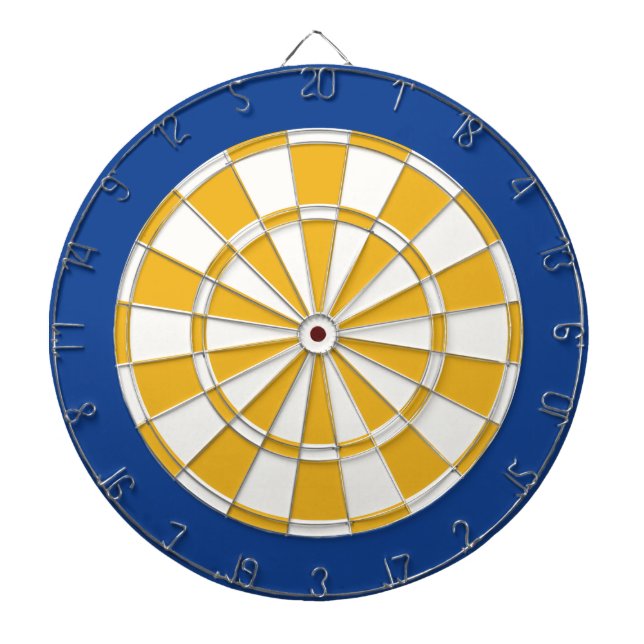 Dart Board: White, Gold, And Blue Dartboard (Front)