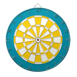 Dart Board: White, Golden Yellow, And Teal Dartboard
