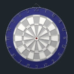 Dart Board: White, Grey, And Navy Dartboard<br><div class="desc">White,  Grey,  And Navy Coloured Dart Board Game Including 6 Brass Darts</div>