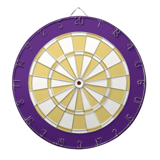 Dart Board: White, Old Gold, And Purple Dartboard (Front)