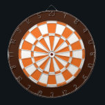 Dart Board: White, Orange, And Brown Dartboard<br><div class="desc">White,  Orange,  And Brown Coloured Dart Board Game Including 6 Brass Darts</div>