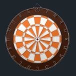 Dart Board: White, Orange, And Brown Dartboard<br><div class="desc">White,  Orange,  And Brown Coloured Dart Board Game Including 6 Brass Darts</div>
