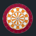 Dart Board: White, Orange, And Maroon Dartboard<br><div class="desc">White,  Orange,  And Maroon Coloured Dart Board Game Including 6 Brass Darts</div>