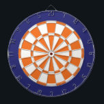 Dart Board: White, Orange, And Navy Blue Dartboard<br><div class="desc">White,  Orange,  And Navy Blue Coloured Dart Board Game Including 6 Brass Darts</div>