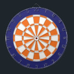 Dart Board: White, Orange, And Navy Blue Dartboard<br><div class="desc">White, Orange, And Navy Blue Coloured Dart Board Game Including 6 Brass Darts</div>