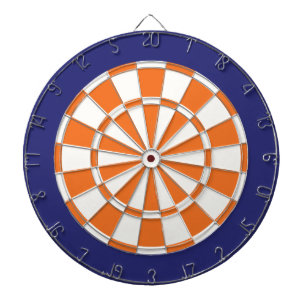 Dart Board: White, Orange, And Navy Blue Dartboard