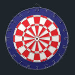 Dart Board: White, Red, And Navy Blue Dartboard<br><div class="desc">White,  Red,  And Navy Blue Coloured Dart Board Game Including 6 Brass Darts</div>